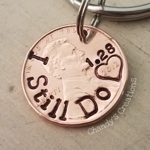 Penny Llavero-Personalizado-7mo-Aniversario-Lucky-Me-Regalo-Hombre-Esposo-Novio-Siete-Años-Inicial-Único-Grabado-Estampado-Esposa-Papá-Cobre-2024