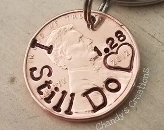 Penny Keychain-Custom-7th-Anniversary-Lucky-Me-Gift-Men-Husband-Boyfriend-Seven-Years-Initial-Unique-Engraved-Stamped-Wife-Daddy-Copper-2024