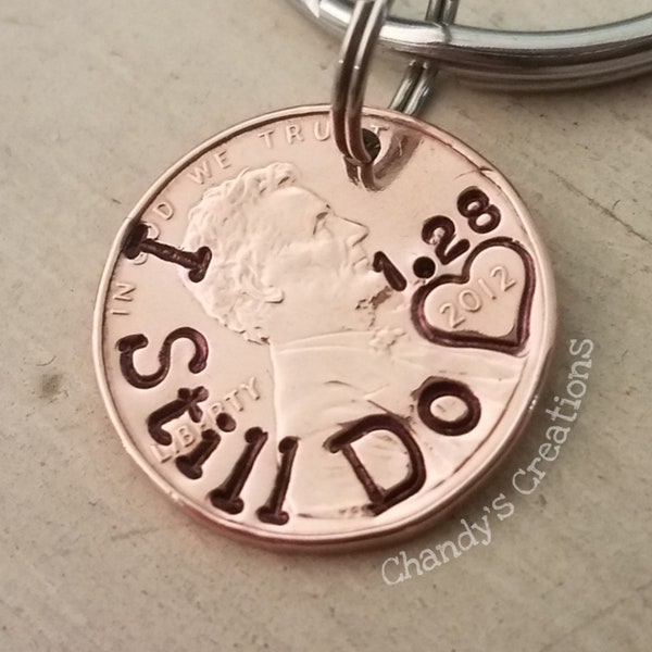 Penny Keychain-Custom-7th-Anniversary-Lucky-Me-Gift-Men-Husband-Boyfriend-Seven-Years-Initial-Unique-Engraved-Stamped-Wife-Daddy-Copper-2024