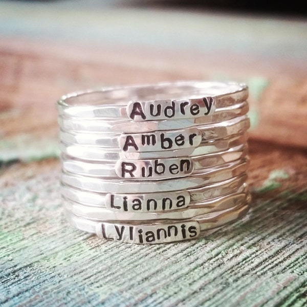 Stackable Name Rings Etsy