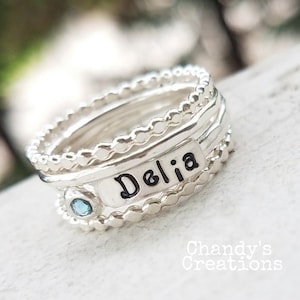 3mm-Sterling-Silver-Birthstone-Name-Ring-Stackable-Mothers-Rings-Layered-Stacking-Customized-Band-Stack-Spacers-Set-Thumb-Pinky-Toe-Children