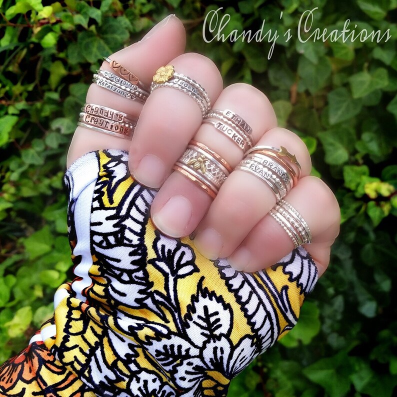 Queen-Bee-Ring-Sterling-Silver-Stackable-Rings-Beekeeper-Gift-Layered-Customized-Band-Crown-Bumble-Honey-Princess-Tiny-Simple-Pinky-Thumb