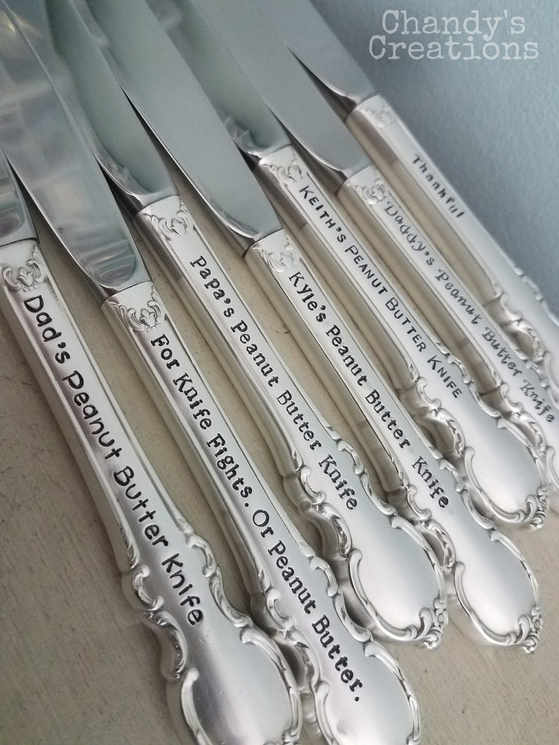 PeanutButterKnifeSpoonForkCustomStampedNamePersonalize Etsy