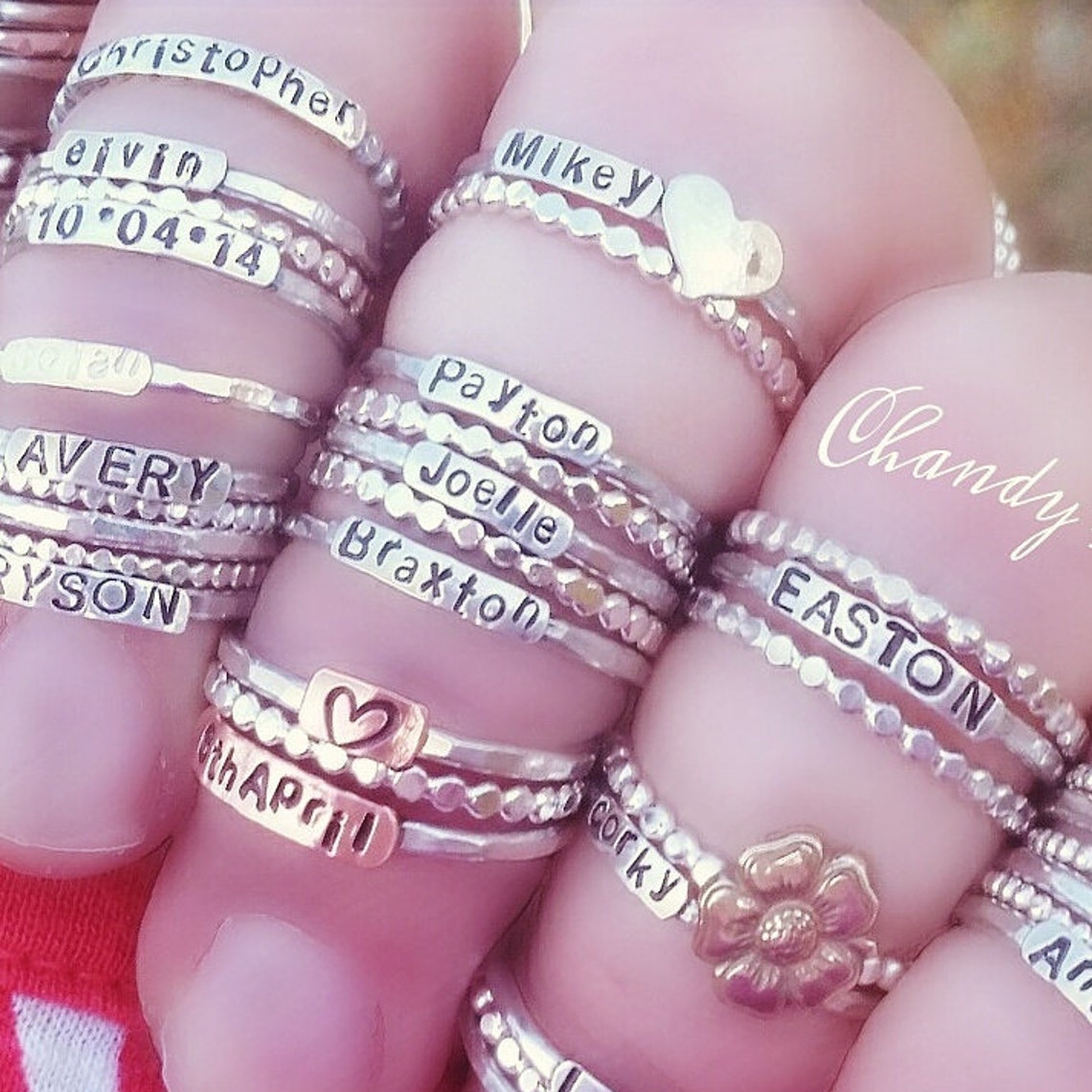 2mm Sterling Silver Stackable Name Rings Stackable Etsy