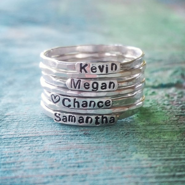 Stackable Name Rings Etsy