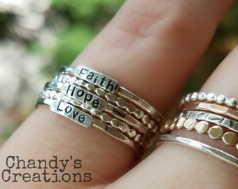 2mm-Sterling-Silver-Stackable-Name-Rings-Ring-Faith-Hope-Trust-Be Still-Peace-Stacking-Band-Customized-Thumb-Pinky-Spacers-Stamped-Engraved