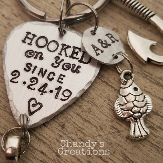 Custom-fishing-lure-keychain-you Are My Greatest Catch-gift for  Husband-fisherman-charm-father's-daddy-8 Year Anniversary-bronze-hook-fish  