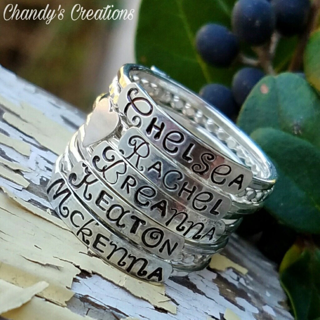 3mm Sterling Silver Stackable Name Rings Stackable Etsy