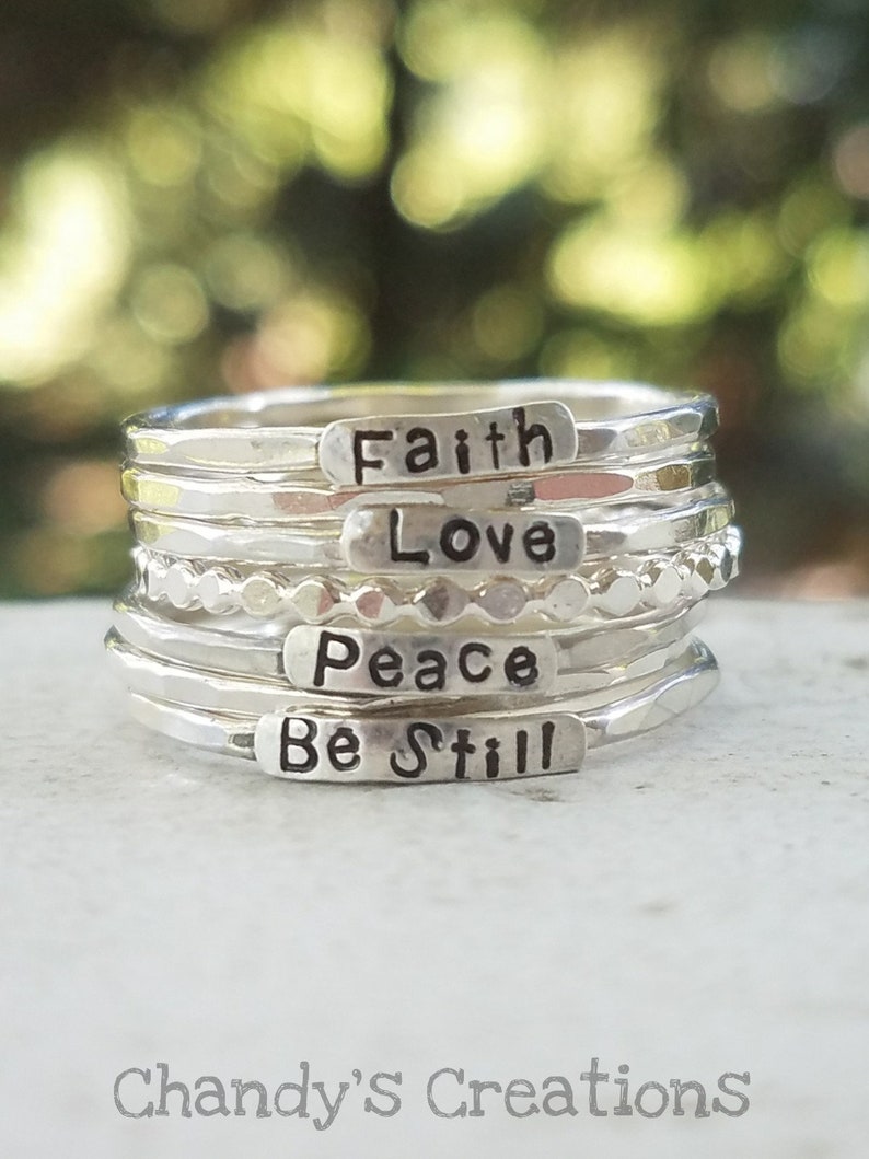 2mmsterlingsilverstackablenameringsringfaithhopetrust Etsy