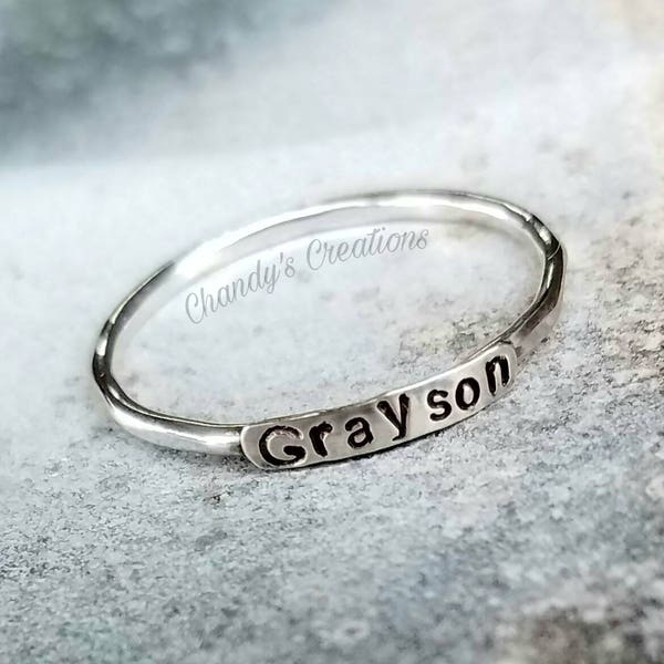 2mm Sterling Silver Stackable Name Rings, Stackable Mother's Rings, Push Present, Stackable Rings, Customized Rings, Name Rings Stackable