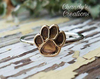 Paw-Print-Ring-Sterling-Silver-Stackable-Layered-Customized-Brass-Band-Gold-Pet Memorial-Cat-Dog-Fur-Baby-Loss-Of-Pet-Stacking-Thumb-Pinky