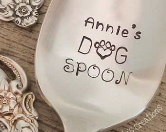 Custom-Dog-Cat-Spoon-Stamped-Name-Personalized-Pet-Gift-Engraved-Shabby-Chic-Silverware-Server-Teaspoon-Tablespoon-Food-Silver-Paw Print-Fun