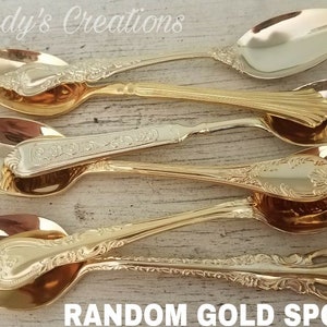 Custom-Tea-Coffee-Peanut-Butter-Spoon-Stamped-Personalized-Engraved-Party-Vintage-Silverware-Server-Teaspoon-Tablespoon-Dessert-Silver-Gold Random Gold