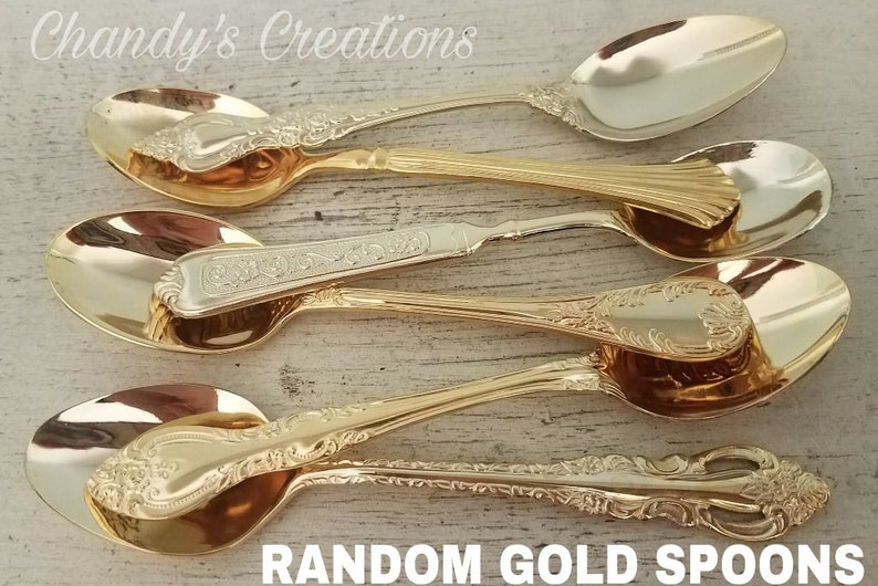 Custom-Tea-Coffee-Peanut-Butter-Spoon-Stamped-Personalized-Engraved-Party-Vintage-Silverware-Server-Teaspoon-Tablespoon-Dessert-Silver-Gold Random Gold