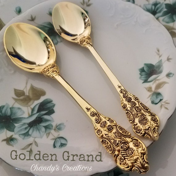 Buy Custom-gold-spoon-stamped-name-personalized-coffee-soup-engraved-words-vintage-silverware-server-tablespoon-nutella-gift-ice-cream-dessert  Online in India 
