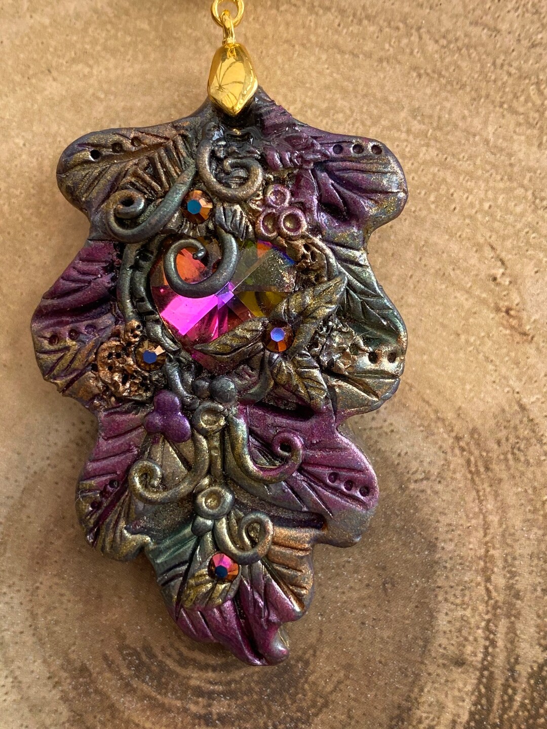 Handmade Polymer Clay Fairy Leaf Style Pendant - Etsy