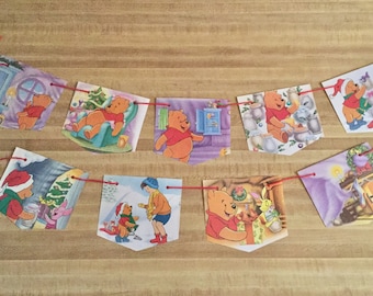 Winnie the Pooh Banner, Little Golden Book “The Sweetest Christmas”, Christmas Bunting, Vintage Book Garland, Christmas Decor, Retro Fun