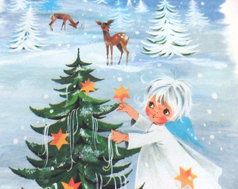 Vintage Felicitas Kuhn Angel Print, Christmas Nursery Decor