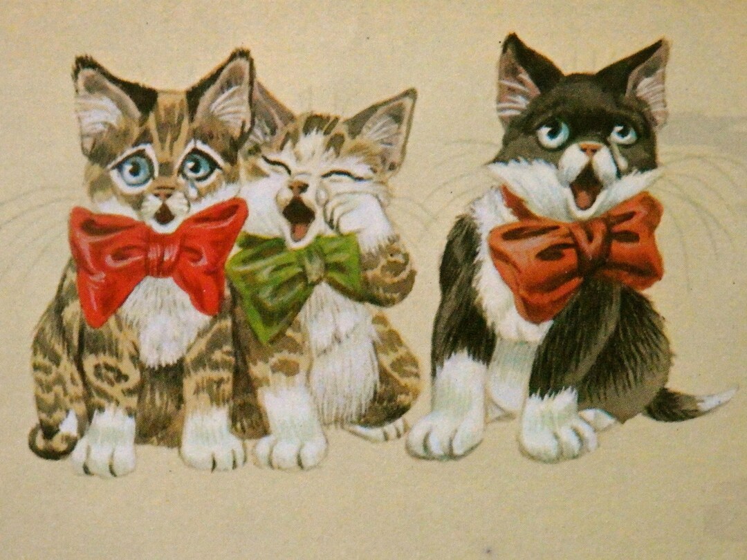 Vintage Nursery Rhyme Print: Three Little Kittens Illustration (8x10 ...