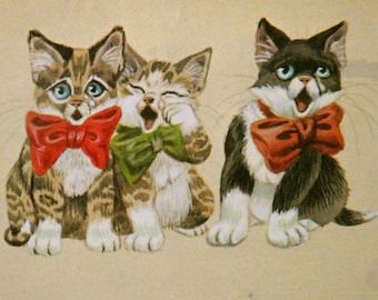 Vintage Nursery Rhyme Print: Three Little Kittens Illustration (8x10)
