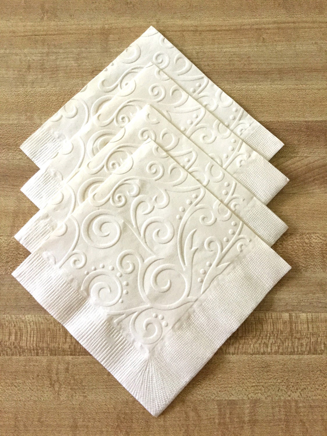 Embossed Paper Napkins Ivory Beverage Napkins Cocktail Etsy