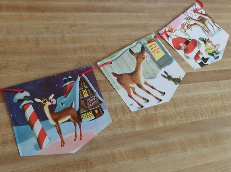 Rudolph Banner Christmas Banner Bunting Rudolph Garland Etsy