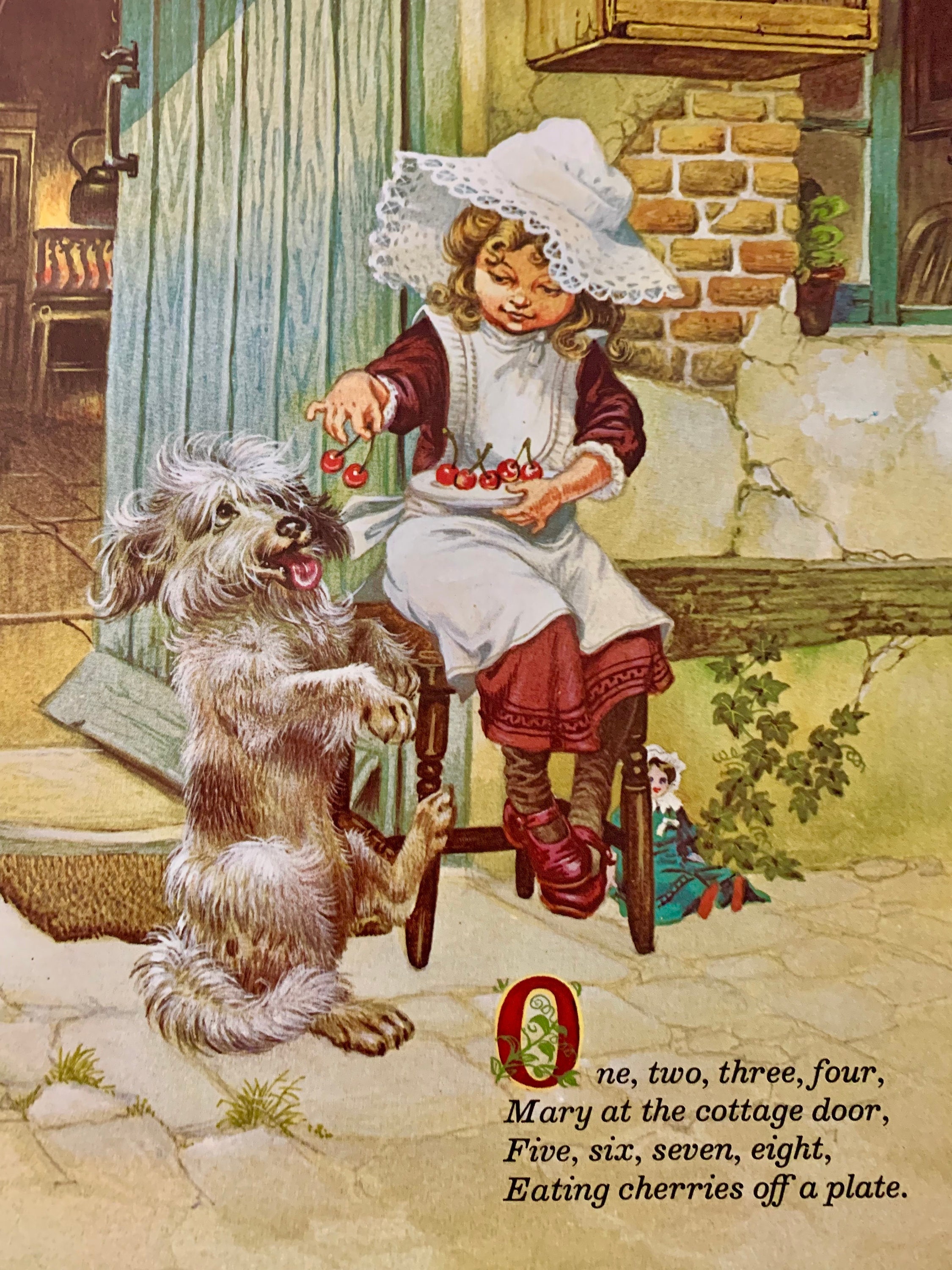 Vintage Nursery Rhyme Print: Girl and Dog, Eric Kincaid