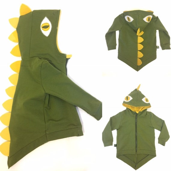 green dinosaur coat