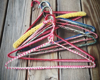 Vintage crocheted clothes hangers // Boho boutique // Hand Made Set of 8