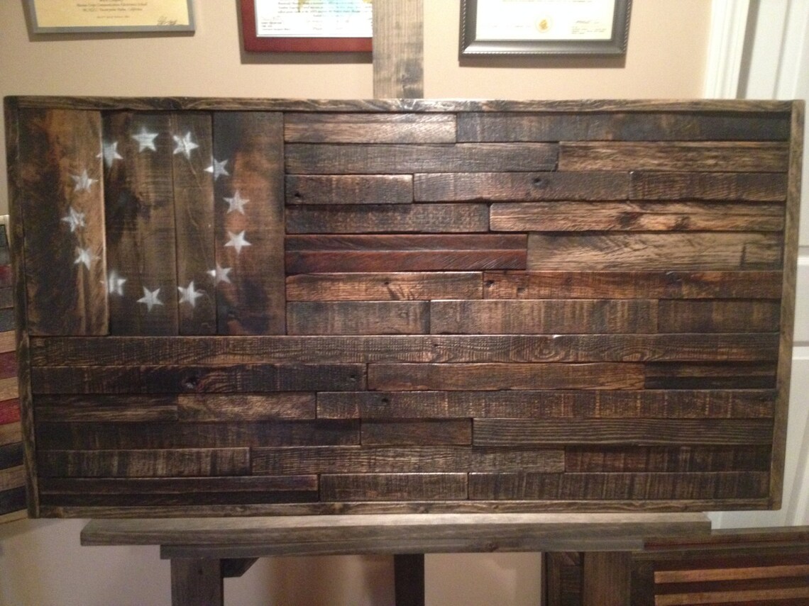 Reclaimed Wood American Flaghandmade Wood Flag Rustic Home Etsy