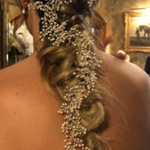 Bridal hair vine, hair vine pearls, bridal headpiece, wedding hair vine, bridal hair piece, gold hair vine, silver hair vine, Bridal crown, image 2