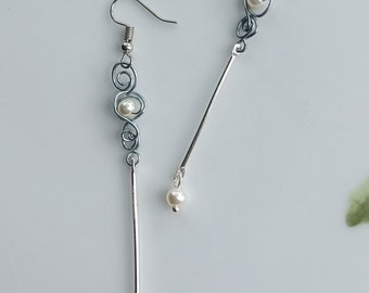 Silver Ear Wire Hypoallergenic Dangle Earrings Silver Wire Drop Imitation Pearl Beads