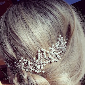 Bridal hair vine, hair vine pearls, bridal headpiece, wedding hair vine, bridal hair piece, gold hair vine, silver hair vine, Bridal crown,