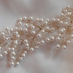 Bridal hair vine, hair vine pearls, bridal headpiece, wedding hair vine, bridal hair piece, gold hair vine, silver hair vine, Bridal crown, image 5