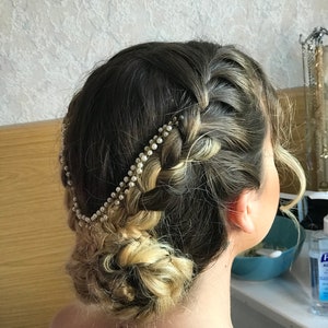 Silver Gold Hair Vine, BRIDES Hair Piece, PEARL HeadPiece, Long Hair Jewelry Pearl Bride&#39;s Hair Accessories for Brides & Bridesmaid Gift