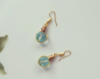 Gold Ear Wire Dangle Earrings Charm Silver Copper Gold/Bronze Wire Drop Glass Beads