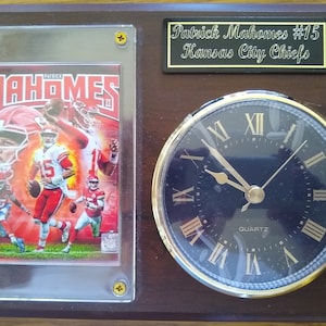 Patrick Mahomes Kansas City Chiefs Desktop Plaque Clock With Stand