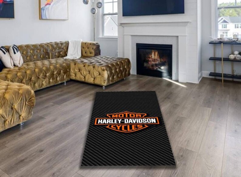 Harley Davidson Rug Unique Rug Harley Rug Man Cave Carpet Etsy