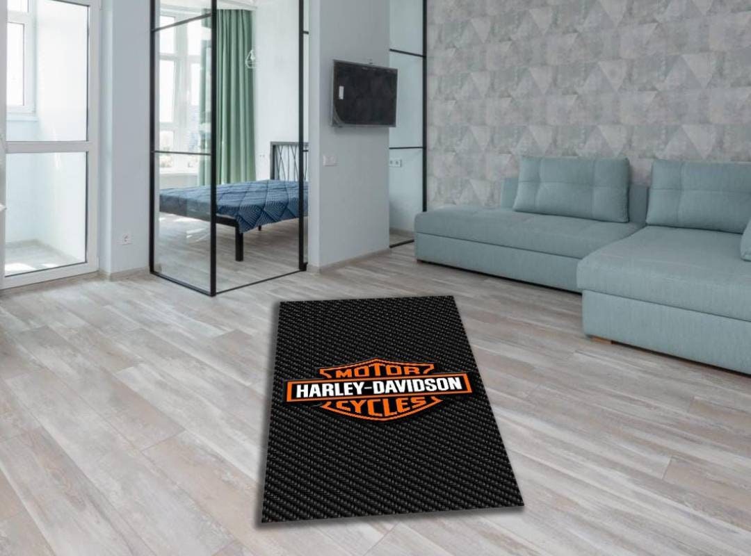 Harley Davidson Rug Unique Rug Harley Rug Man Cave Carpet Etsy