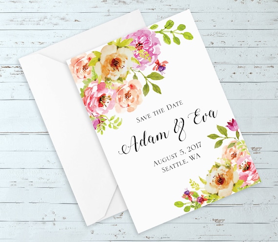 PRINTED Wedding Save the Dates Classic Elegant Modern Minimalist Floral Watercolor Pretty in Periwinkle Save the Dates