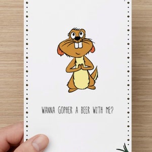 Gopher Card Funny Punny Greeting Cards animal Series by Solivagants ...