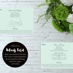 Carte classic Elegant Wedding Details - (Chic, Romantique, Gracieux, Stylistique, Suite d’invitation de mariage personnalisée avec illustrations personnalisées)