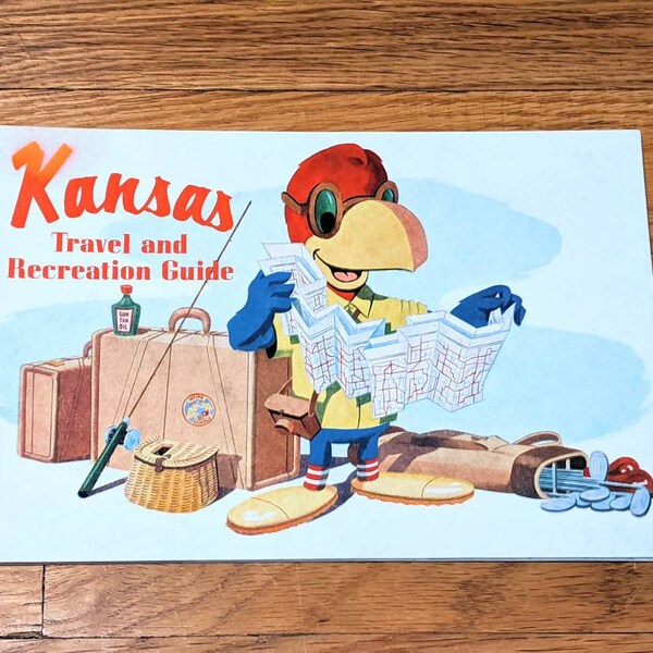 Vintage 1959 Kansas Jayhawk Cover Travel and Recreation Guide