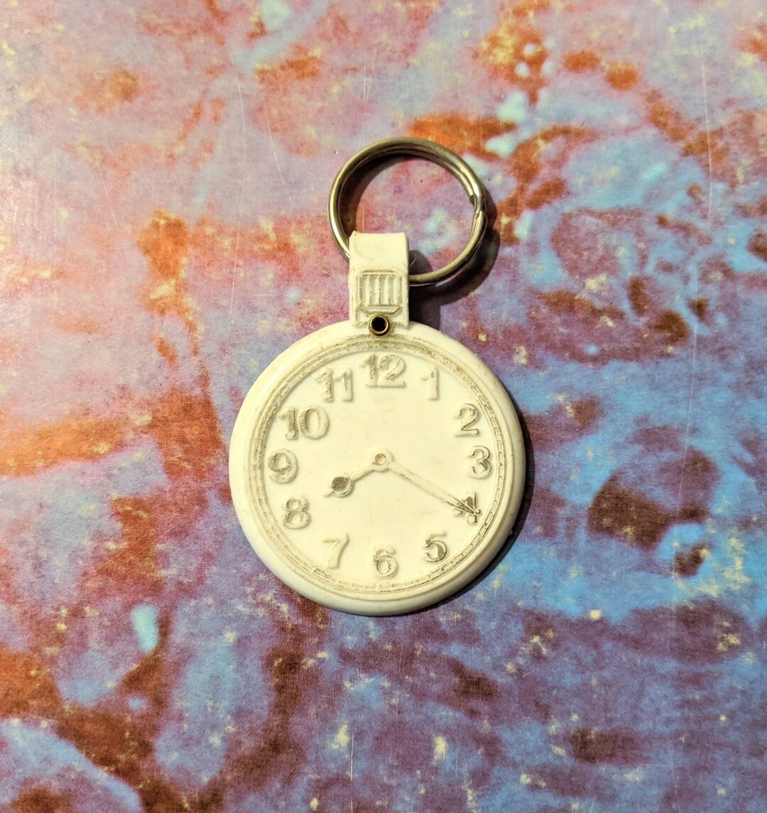 Vintage Plastic Clock Keychain From the Time Shop in Etsy