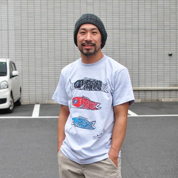 Koinobori T shirt homme, cadeaux japonais pour hommes, t-shirt japonais, koi, poisson koi, carpe koi, tshirt homme, vêtements japonais homme, Kodomoparadis