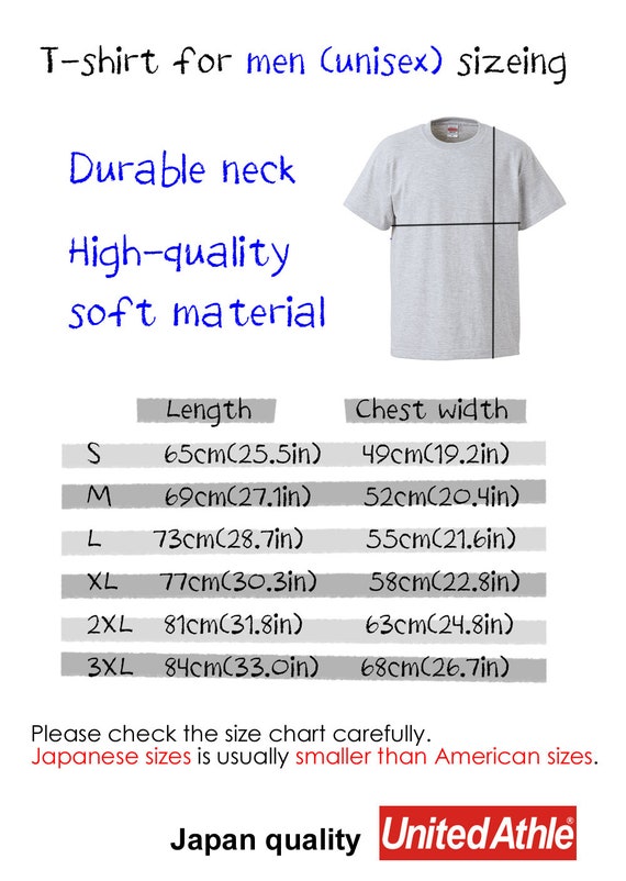 Japan T Shirt Size Chart