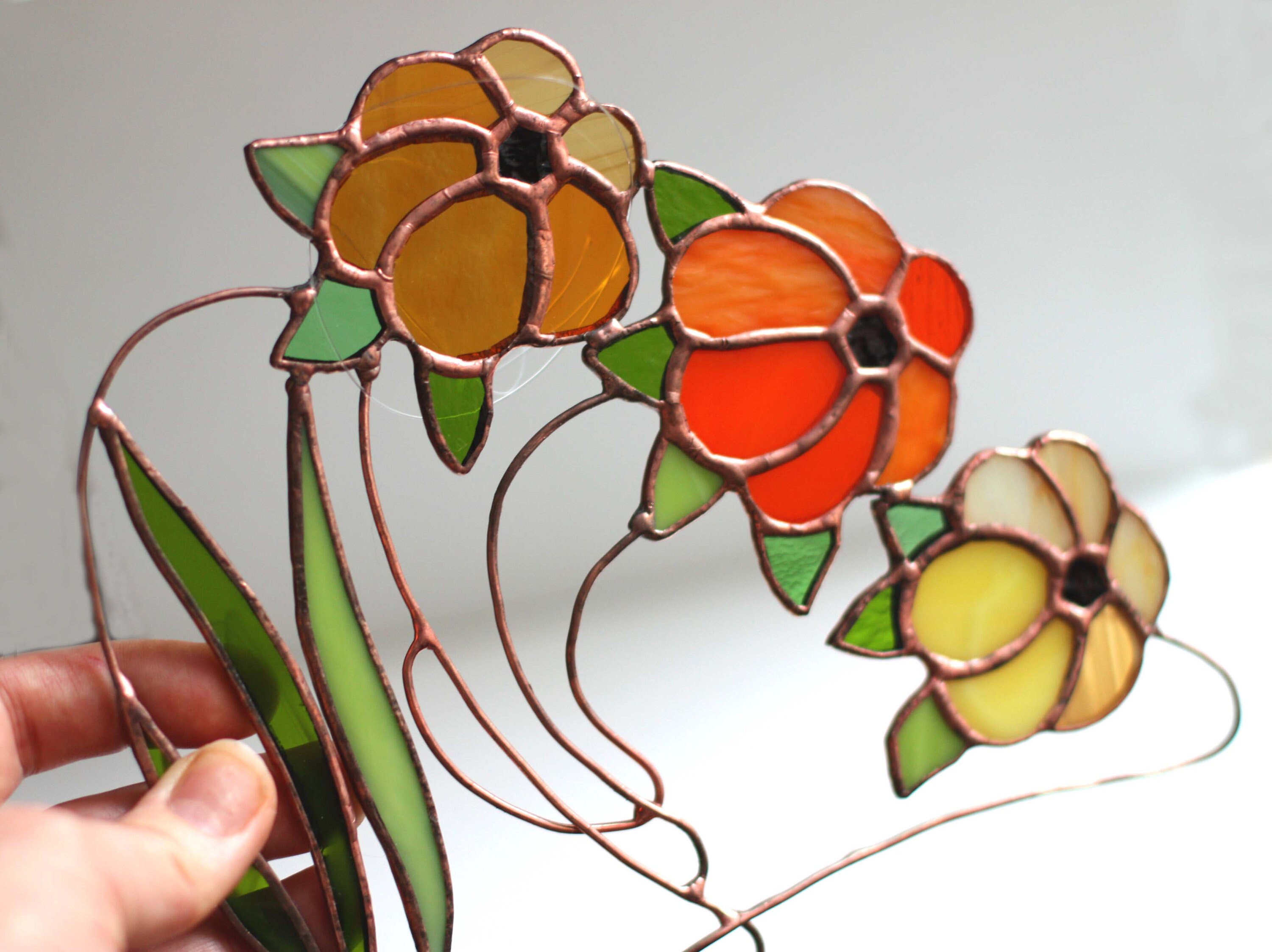 Stained Glass Window Hangings. Marigold Yellow. Orange Stained Etsy