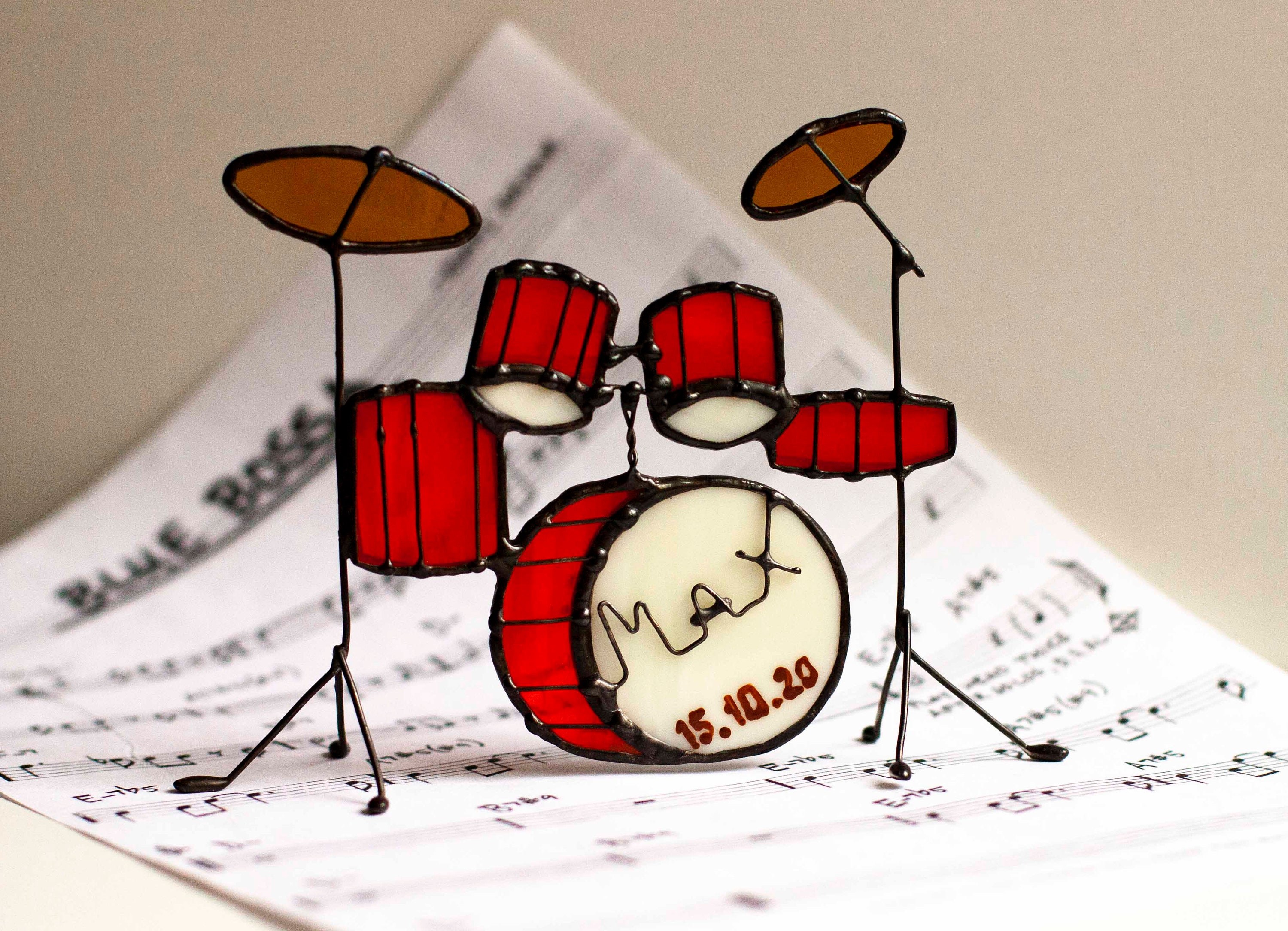 Stained Glass Drum Kit. Drum Set Glass Art. Suncatchers Drum Etsy