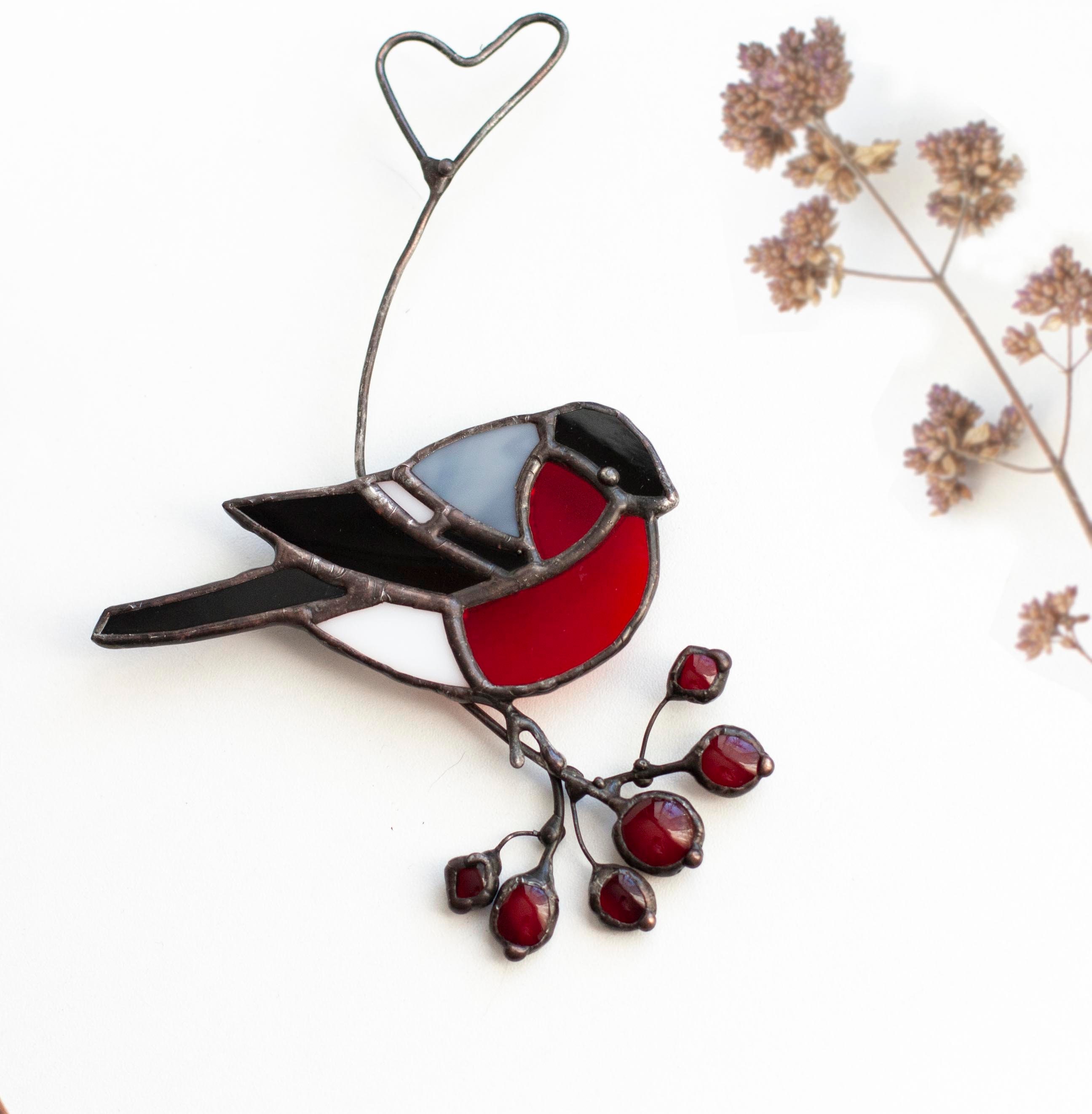 Stained Glass Window Hanging Red Bird. Stained Glass Window Etsy