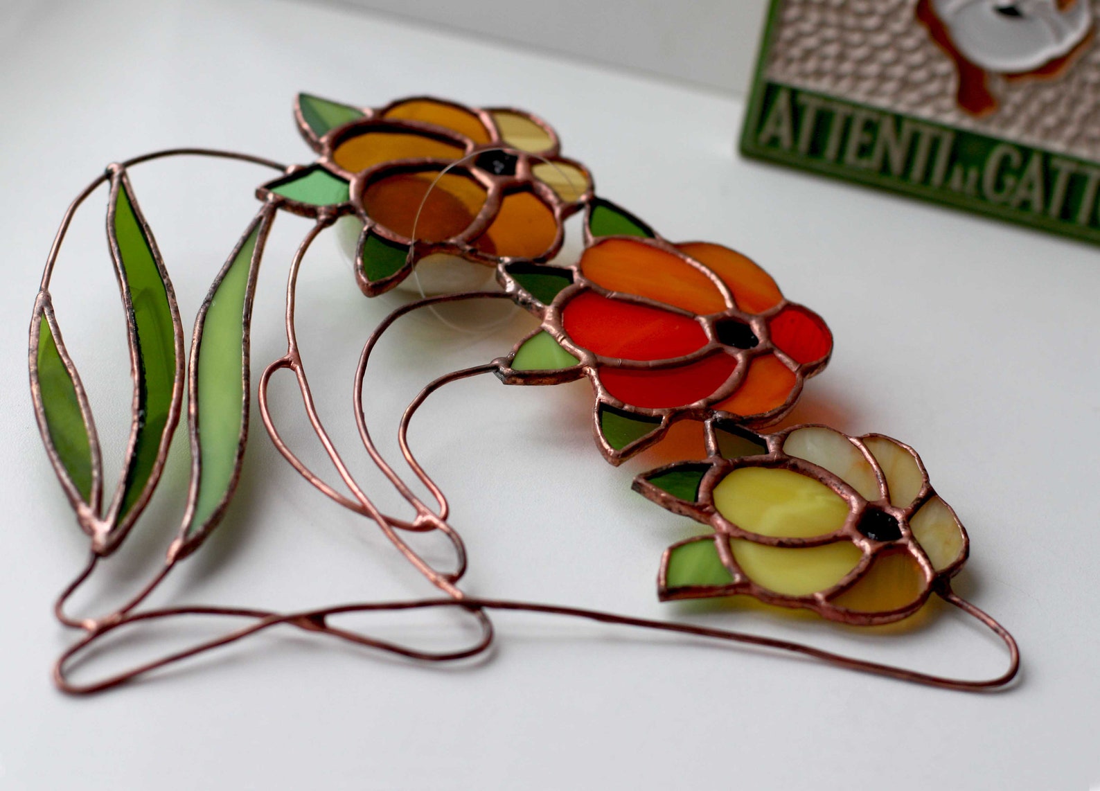 Stained Glass Window Hangings. Marigold Yellow. Orange Stained Etsy